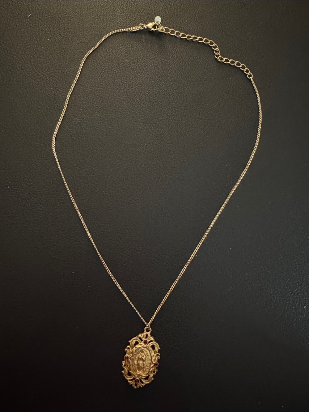 Gold-Tone Filigree Virgin Mary Pendant Necklace - Women Jewelry